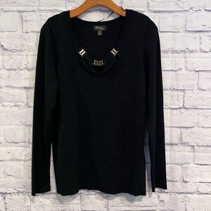 Thalia Sodi Size Large‎ Black Pullover Sweater Casual Round Neck Comfortable